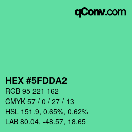 Color code: HEX #5FDDA2 | qconv.com