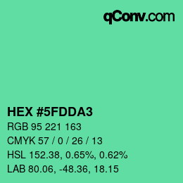 カラーコード: HEX #5FDDA3 | qconv.com