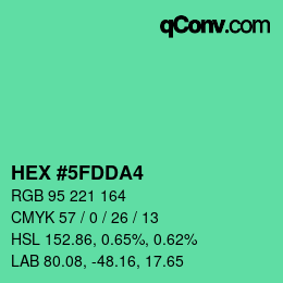 カラーコード: HEX #5FDDA4 | qconv.com