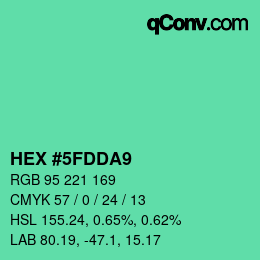 カラーコード: HEX #5FDDA9 | qconv.com