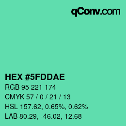 Color code: HEX #5FDDAE | qconv.com