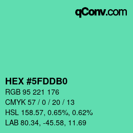 カラーコード: HEX #5FDDB0 | qconv.com