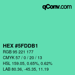 カラーコード: HEX #5FDDB1 | qconv.com