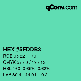 Color code: HEX #5FDDB3 | qconv.com