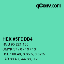 カラーコード: HEX #5FDDB4 | qconv.com
