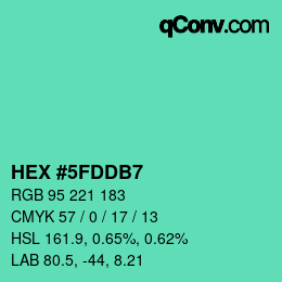 Color code: HEX #5FDDB7 | qconv.com