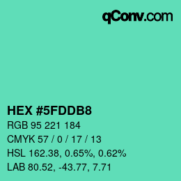 カラーコード: HEX #5FDDB8 | qconv.com