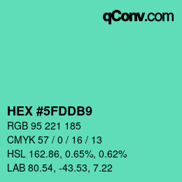 カラーコード: HEX #5FDDB9 | qconv.com
