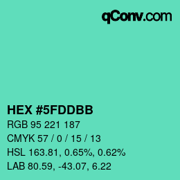 Color code: HEX #5FDDBB | qconv.com