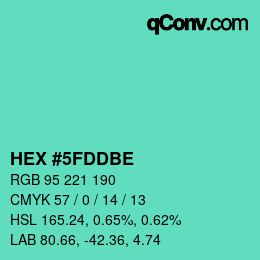 Color code: HEX #5FDDBE | qconv.com