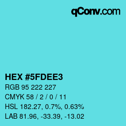 颜色代码: HEX #5FDEE3 | qconv.com