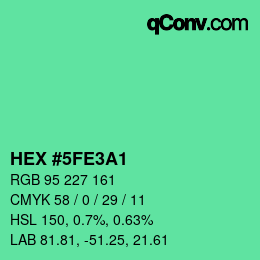 カラーコード: HEX #5FE3A1 | qconv.com