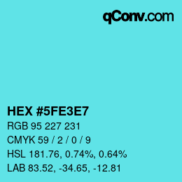 Color code: HEX #5FE3E7 | qconv.com