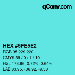 Color code: HEX #5FE5E2 | qconv.com