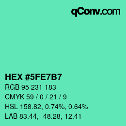 颜色代码: HEX #5FE7B7 | qconv.com