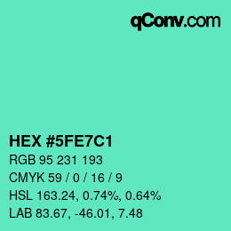 Code couleur: HEX #5FE7C1 | qconv.com