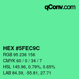 Color code: HEX #5FEC9C | qconv.com