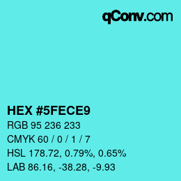 Color code: HEX #5FECE9 | qconv.com
