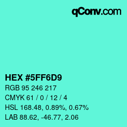Color code: HEX #5FF6D9 | qconv.com