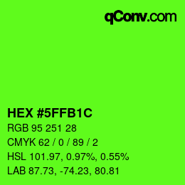 カラーコード: HEX #5FFB1C | qconv.com