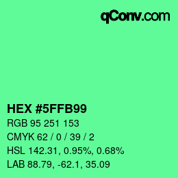 Farbcode: HEX #5FFB99 | qconv.com