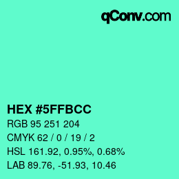 Código de color: HEX #5FFBCC | qconv.com