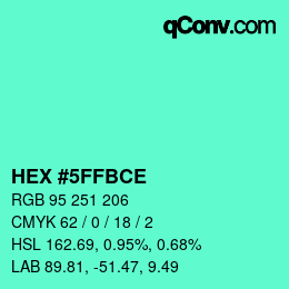 Color code: HEX #5FFBCE | qconv.com