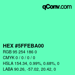 Farbcode: HEX #5FFEBA00 | qconv.com
