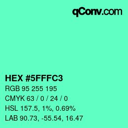 Color code: HEX #5FFFC3 | qconv.com