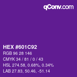 Color code: HEX #601C92 | qconv.com