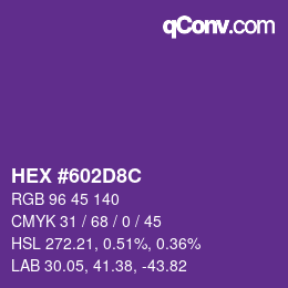 Color code: HEX #602D8C | qconv.com
