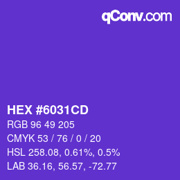 Color code: HEX #6031CD | qconv.com