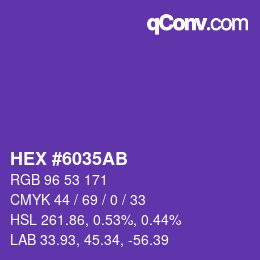 Color code: HEX #6035AB | qconv.com