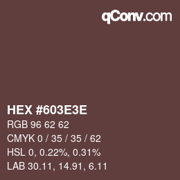 Color code: HEX #603E3E | qconv.com