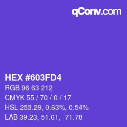 Color code: HEX #603FD4 | qconv.com