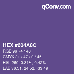 Color code: HEX #604A8C | qconv.com