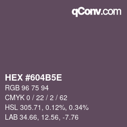 Farbcode: HEX #604B5E | qconv.com