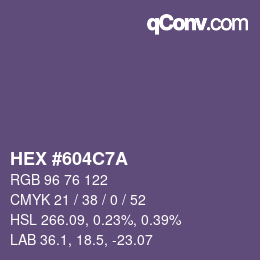 Farbcode: HEX #604C7A | qconv.com