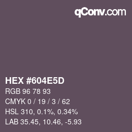 Color code: HEX #604E5D | qconv.com