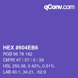 カラーコード: HEX #604EB6 | qconv.com
