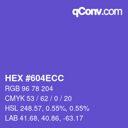 Color code: HEX #604ECC | qconv.com
