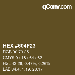 Color code: HEX #604F23 | qconv.com