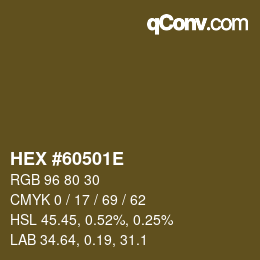 Color code: HEX #60501E | qconv.com