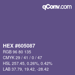 カラーコード: HEX #605087 | qconv.com