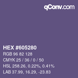 颜色代码: HEX #605280 | qconv.com