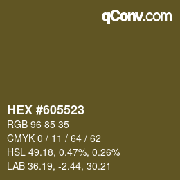 Farbcode: HEX #605523 | qconv.com