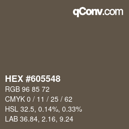 Color code: HEX #605548 | qconv.com