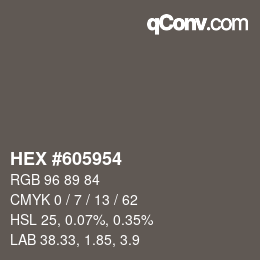 Código de color: HEX #605954 | qconv.com