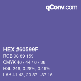 Color code: HEX #60599F | qconv.com