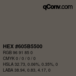 Color code: HEX #605B5500 | qconv.com
